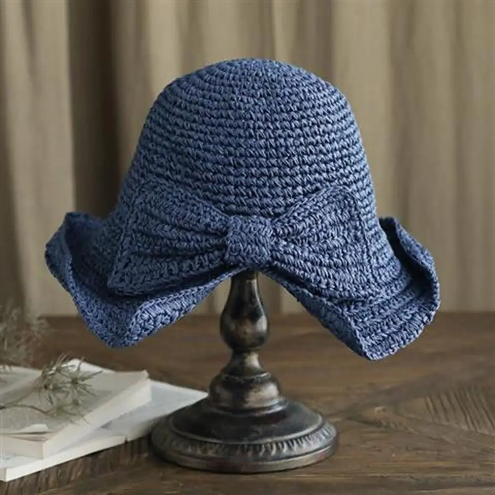Дамски шапка рибар, дамска сламена шапка с извити ръбове, дамска сламена шапка на чист цветове, дамски сламена шапка
