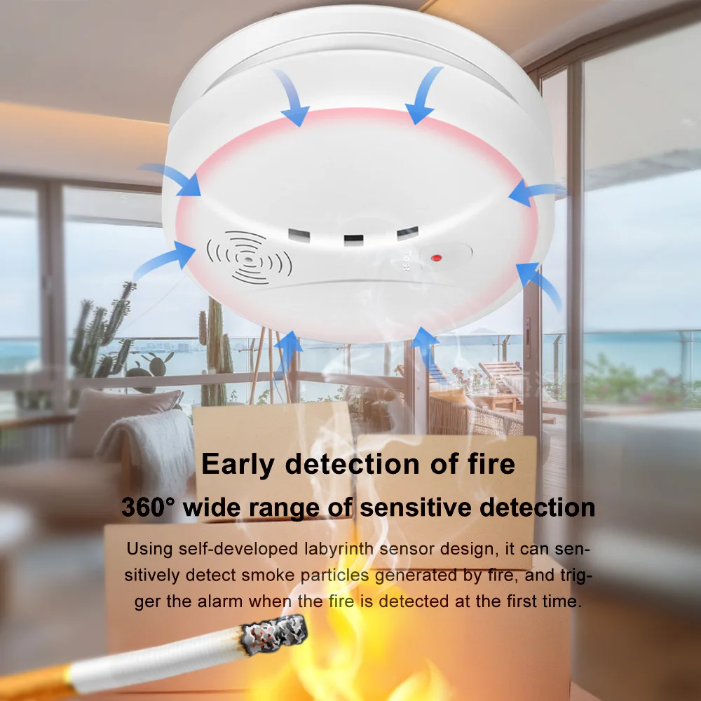 Детектор за дим Интелигентен Детектор за пожароизвестяване, Охранителна система Smart Life за домашна кухня/магазин/хотели/фабрика