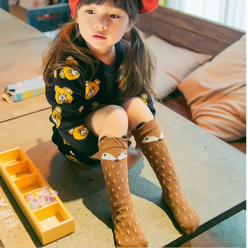 Детски гамаши с шарките на Лисици от картун за момичета, сладки памучни чорапогащи, детски дрехи Унисекс чорапи за деца