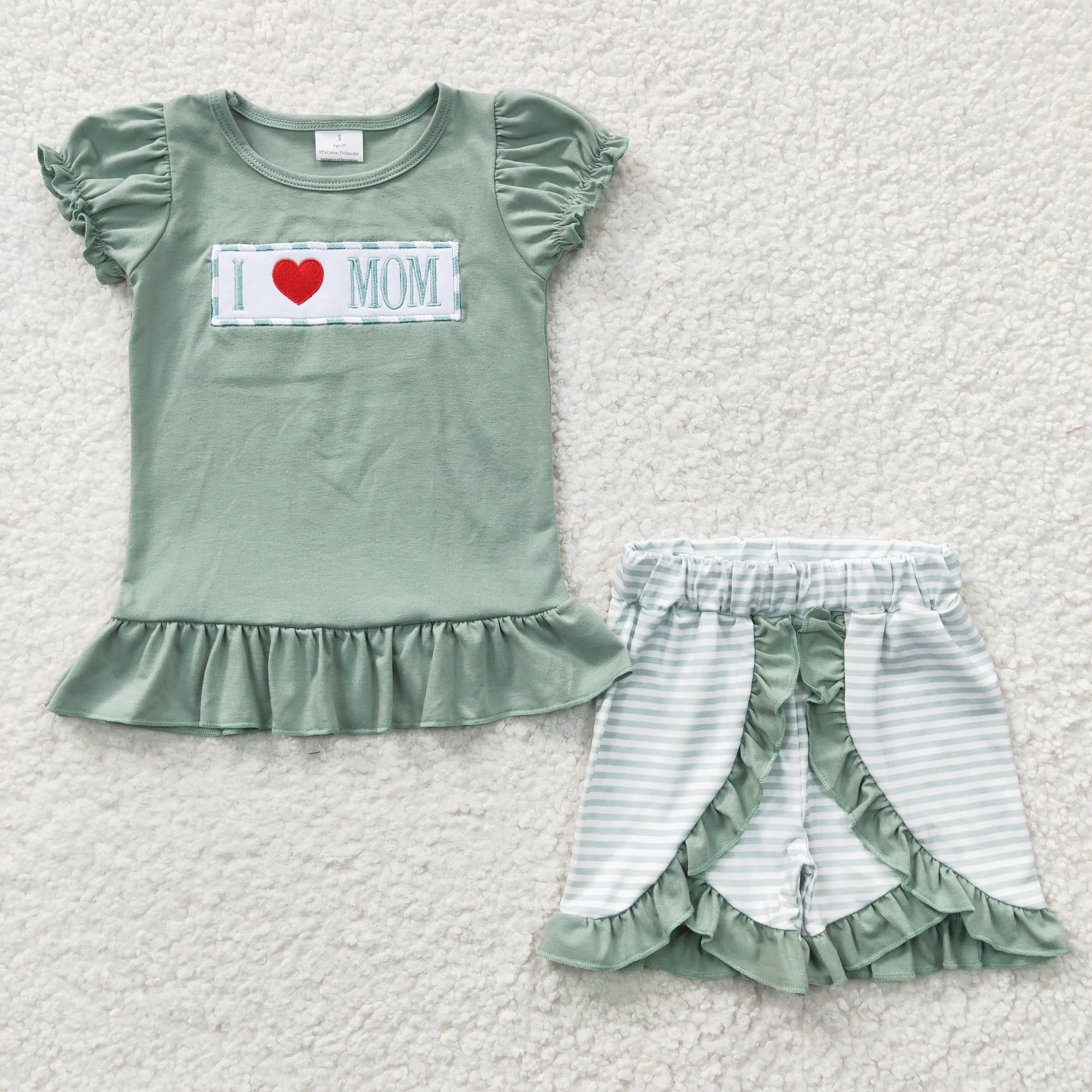 Детски дрехи за момчета, потници и къси панталони с бродерия букви Love Мамо, комплекти за лятна ежедневни дрехи за деца, Дрехи за Деня на майката