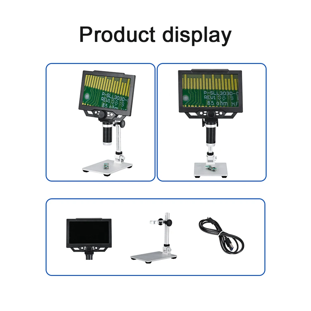 Дигитален микроскоп G1600 с 12-мегапикселов увеличаването на 1-1600X, Лупа за запояване, 9-инчов LCD дисплей, Режим на възпроизвеждане на Снимки-видео