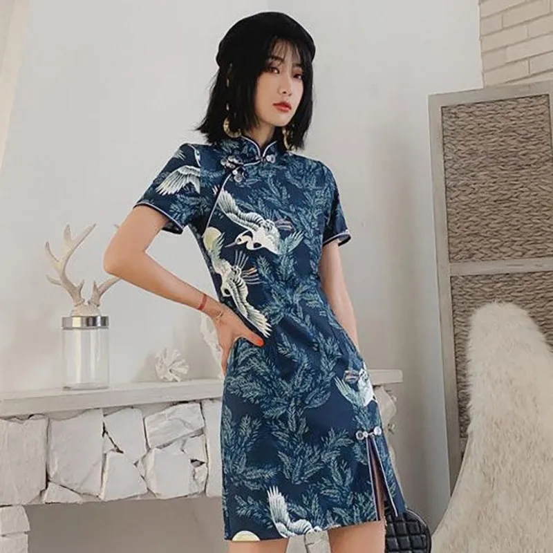 Елегантно дамско традиционните китайски рокля Ципао за партита, лятна мини рокля Чонсам за млади момичета, на източното ежедневното Qi Pao