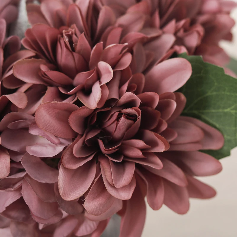 Есенен Букет от изкуствени цветя, коприна, луксозна украса за сватбената парти, ретро, високо качество, дом Градина, плавателни съдове, фалшив лилаво цвете