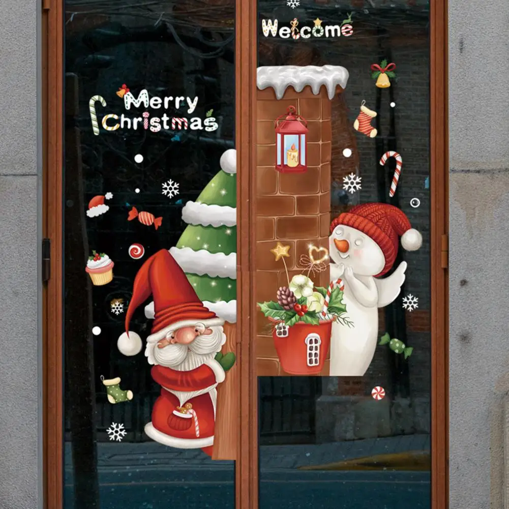 Здрав Коледа Дядо Коледа, снежни човеци, стъклена стикер на коледната Елха, Коледната стъклена стикер, Бесследный начало Декор