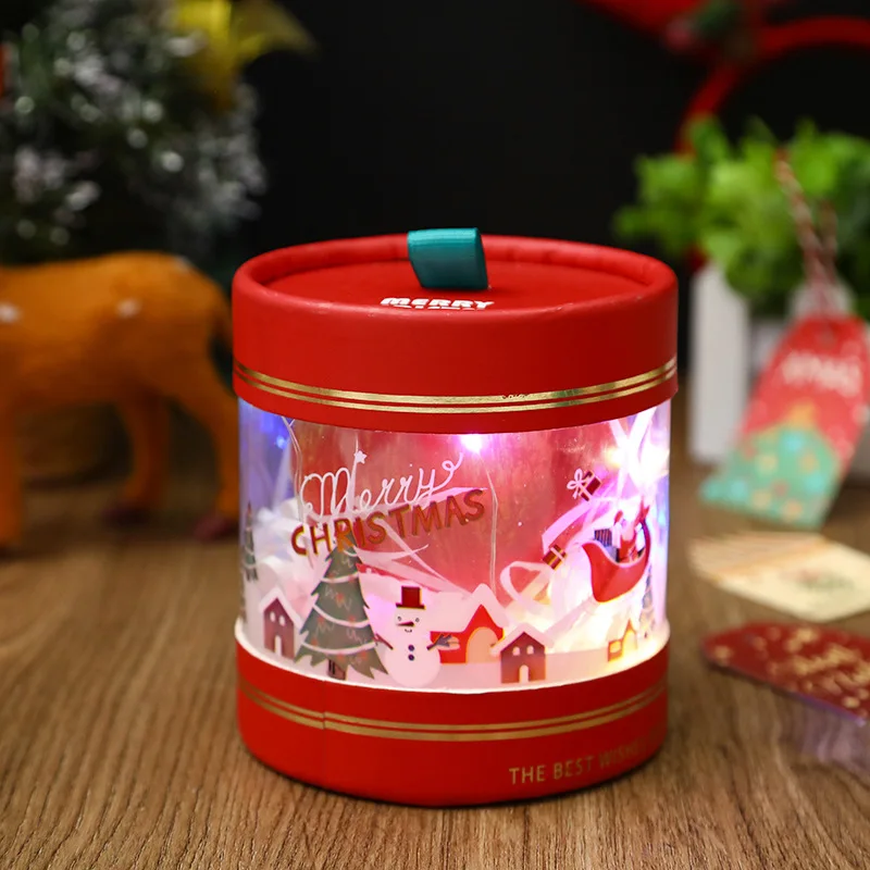 Коледен цилиндър от прозрачно PVC, подарък в навечерието на Коледа, Празнична опаковка за ябълки, Подарък кутия