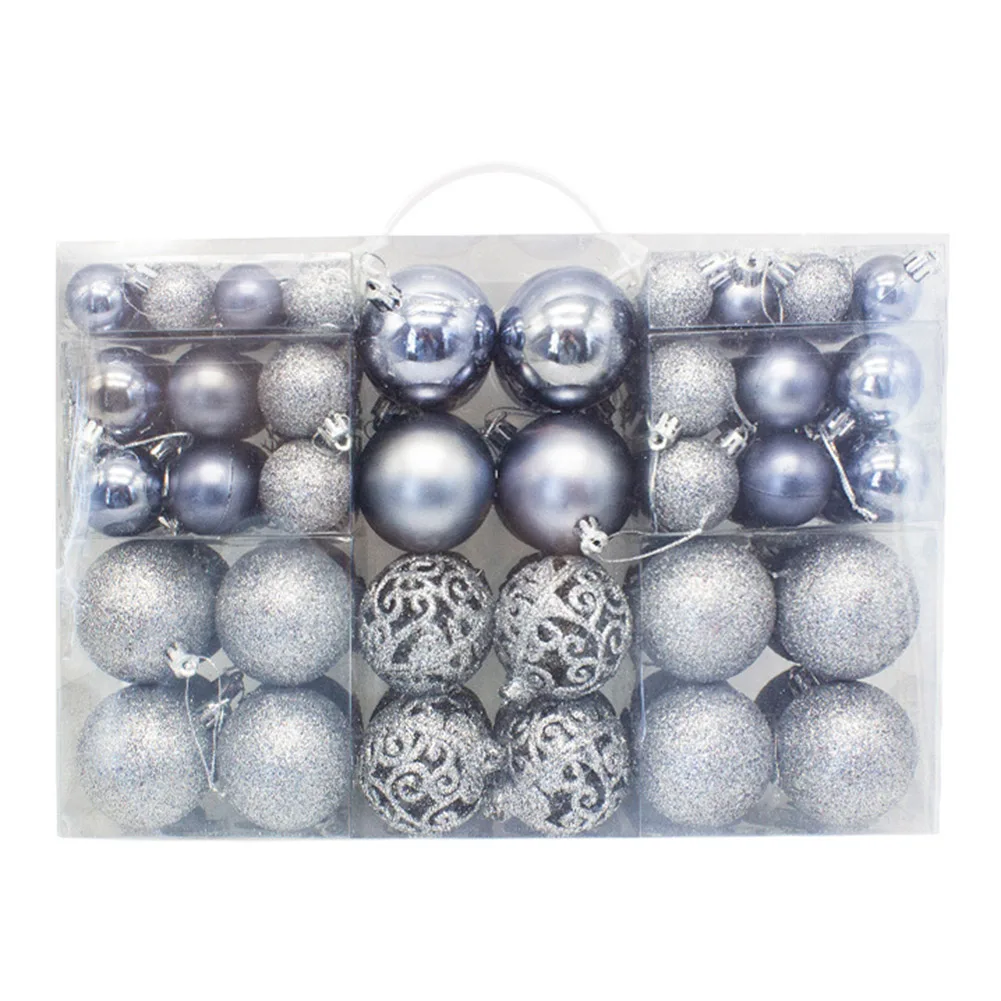 Комплект коледни дрънкулки за декорация, 100 бр., коледни топки от различни цветове, с матирано огледален блясък и глазура