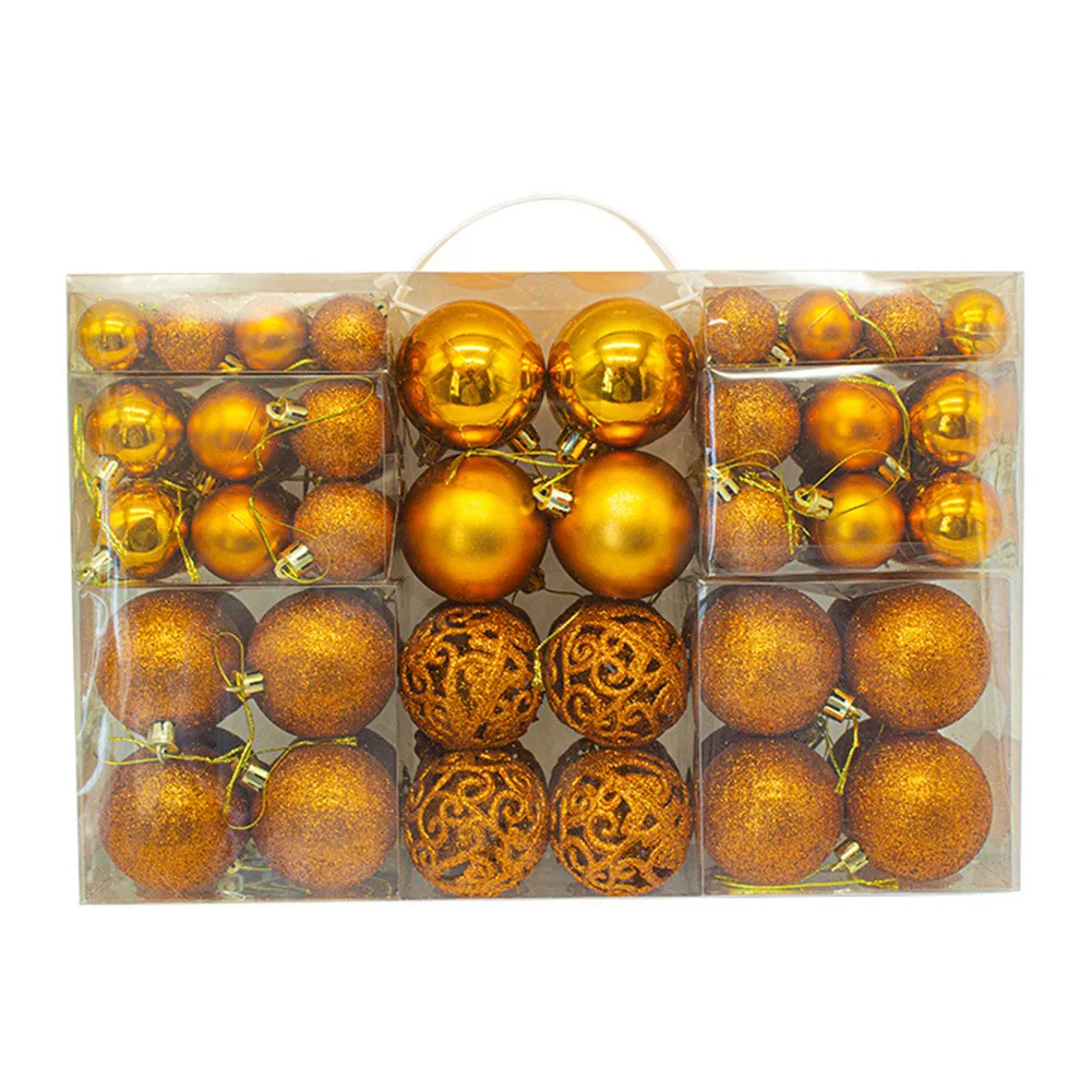Комплект коледни дрънкулки за декорация, 100 бр., коледни топки от различни цветове, с матирано огледален блясък и глазура