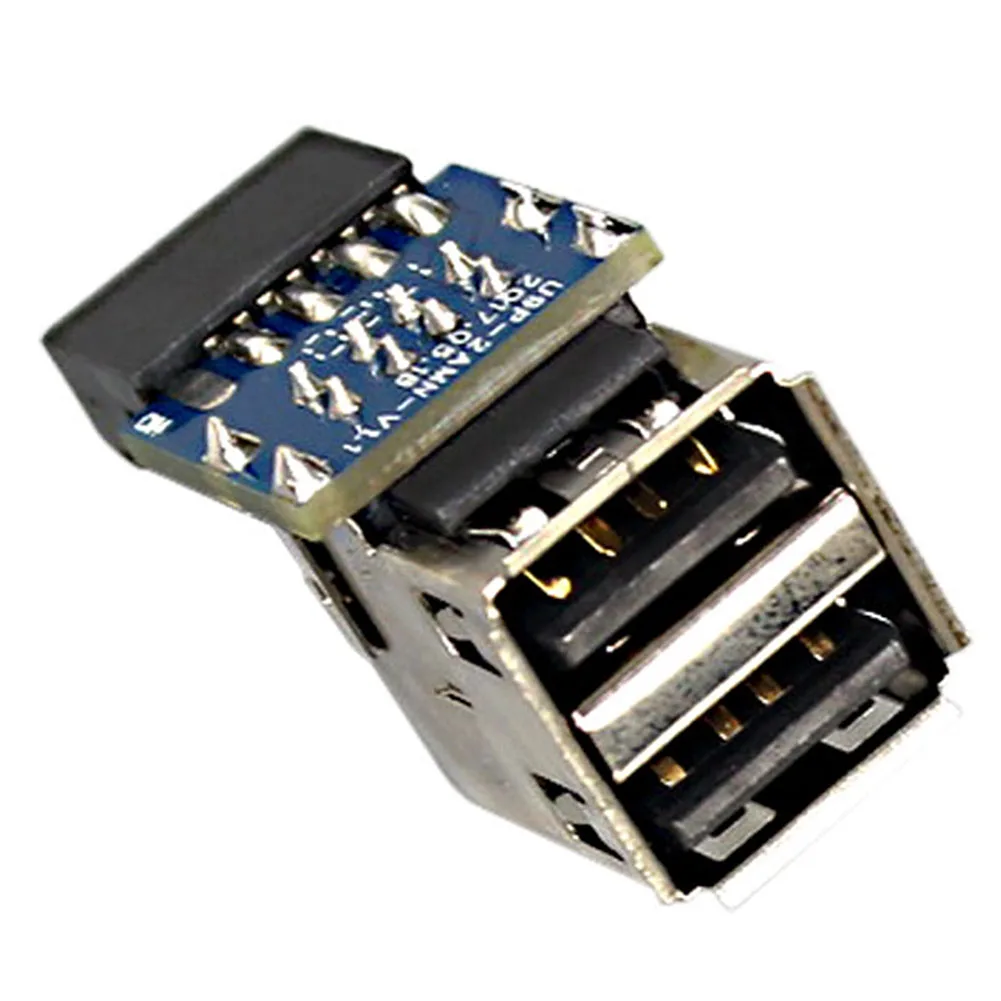 Конектор на дънната платка USB 2.0 9pin 10pin дънна Платка на 2 USB 2.0 порта Dual USB A 9-пинов женски адаптер преобразувател