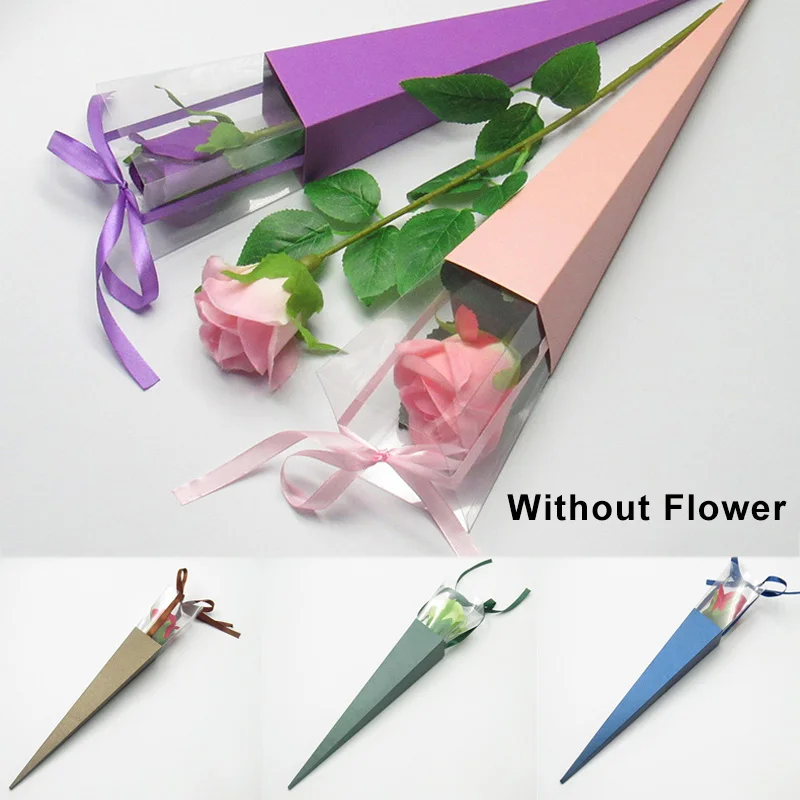 Кутия за рози с едно цвете, триъгълна кутия от PVC, Опаковъчна хартия за цветя, Пластмасови и Хартиени Опаковки, Кутии, Кутии За Цветя, за опаковане на Подаръци, Нова