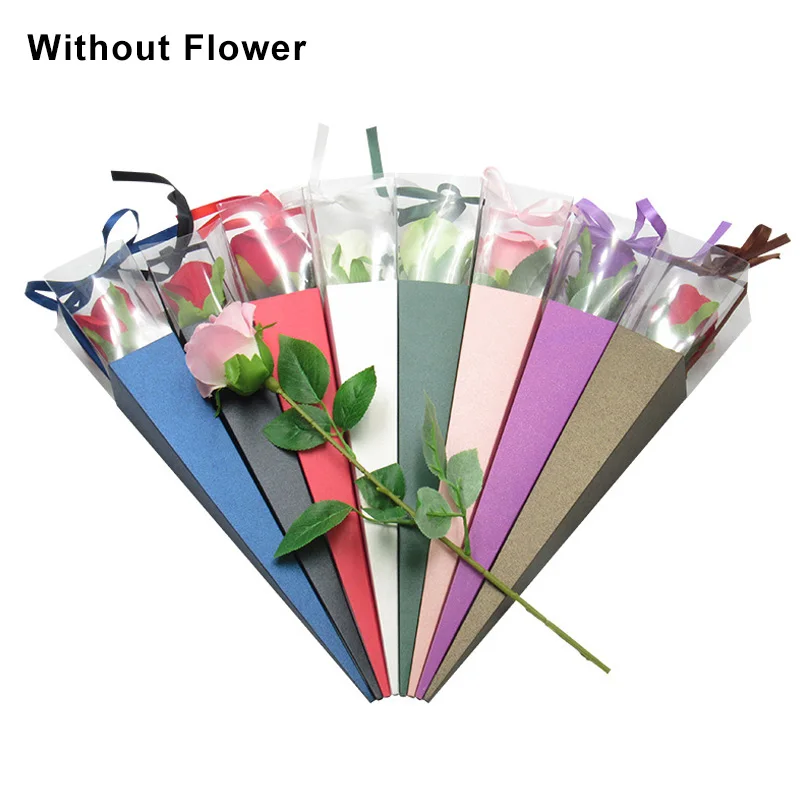 Кутия за рози с едно цвете, триъгълна кутия от PVC, Опаковъчна хартия за цветя, Пластмасови и Хартиени Опаковки, Кутии, Кутии За Цветя, за опаковане на Подаръци, Нова