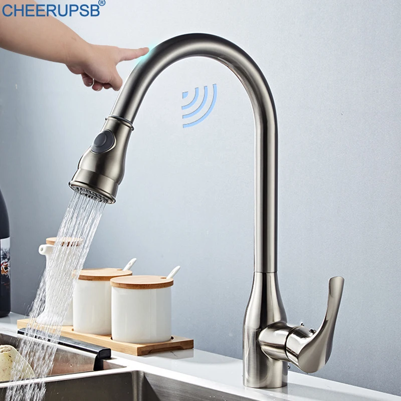Кухненска Мивка Smart Touch Sense Кран Смесител за топла и студена Вода Автоматичен Кран Колона Смесител за Душ Автоматичен Сензор Torneiras
