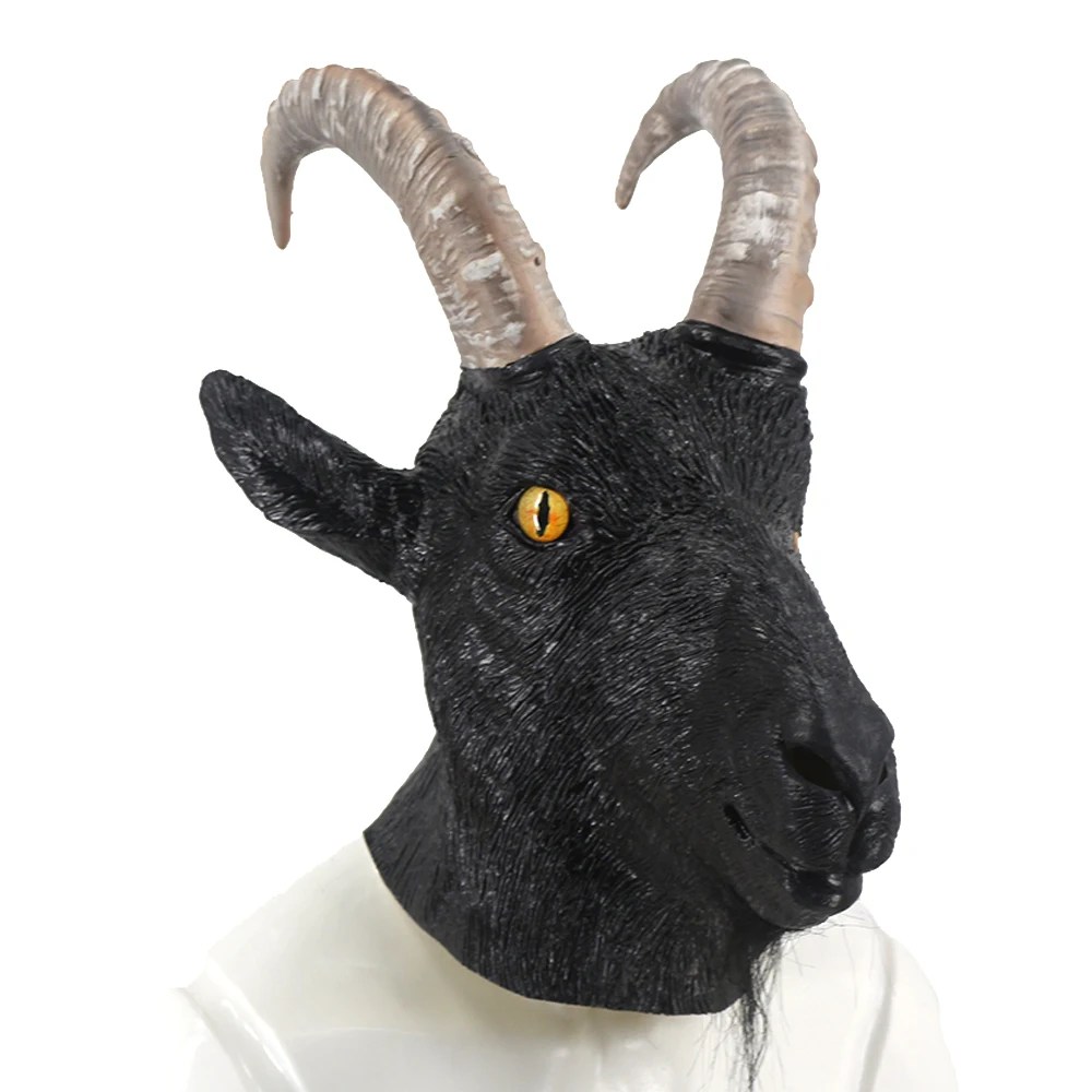 Латексова маска от коза, маски антилопа за костюмированной парти за Хелоуин, гумена маска за цялата глава животно