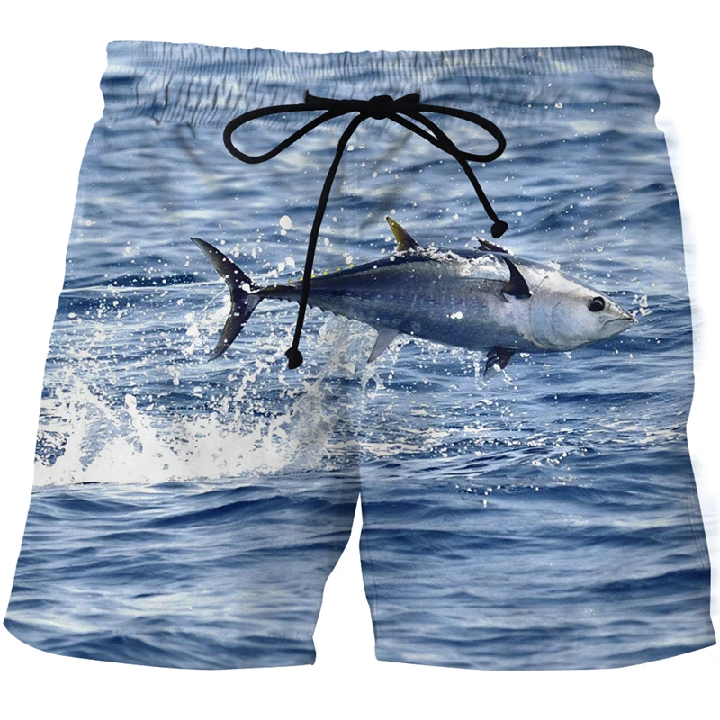 Летни мъжки къси панталони с 3D принтом във формата на тропическа риба, бързо съхнещи шорти за плуване, ежедневни, плажни панталони Оверсайз, тенденция мъжки дрехи