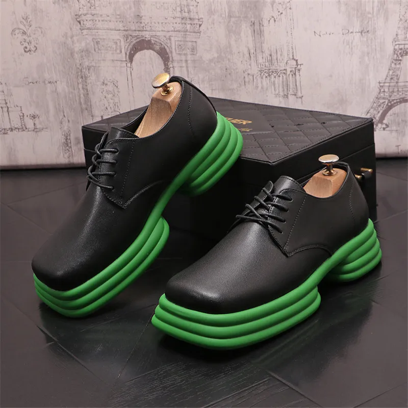 Луксозни дизайнерски мъжки реколта кожени обувки с квадратни пръсти на засилено подметка, лоферы за вечерни рокли в британския стил, черна мъжки обувки дантела