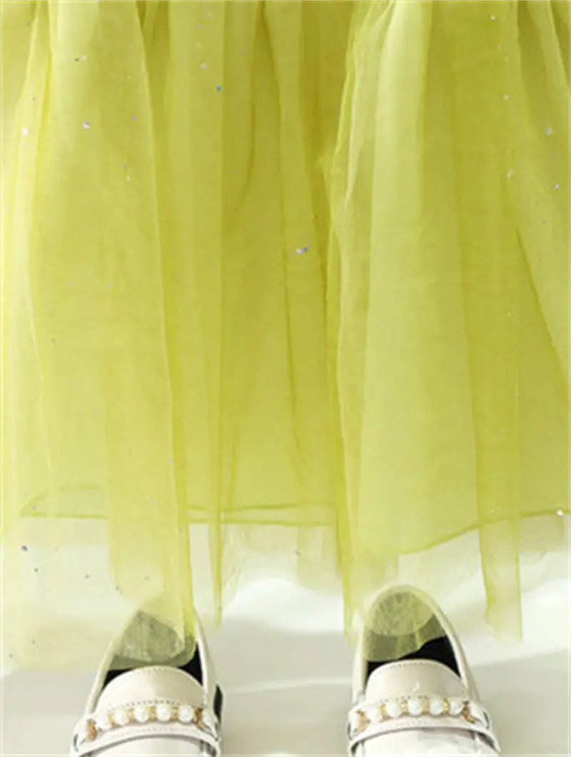Лятна рокля за момичета, ново сетчатое рокля с къс ръкав и кръгло деколте за момичета, корейското модно принцеса рокля 1-4 години