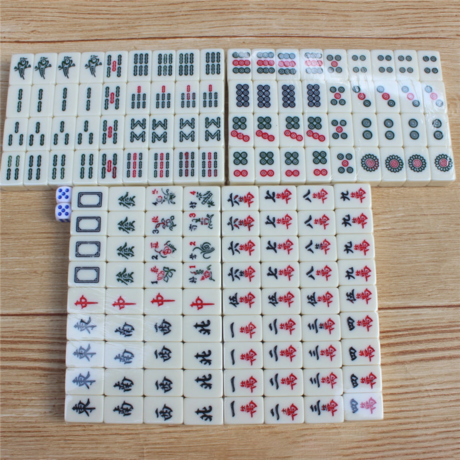 Малък преносим комплект за китайски махджонг игра mahjong с кутия за съхранение на Традиционната за семейна игра 144 Плочки mahjong