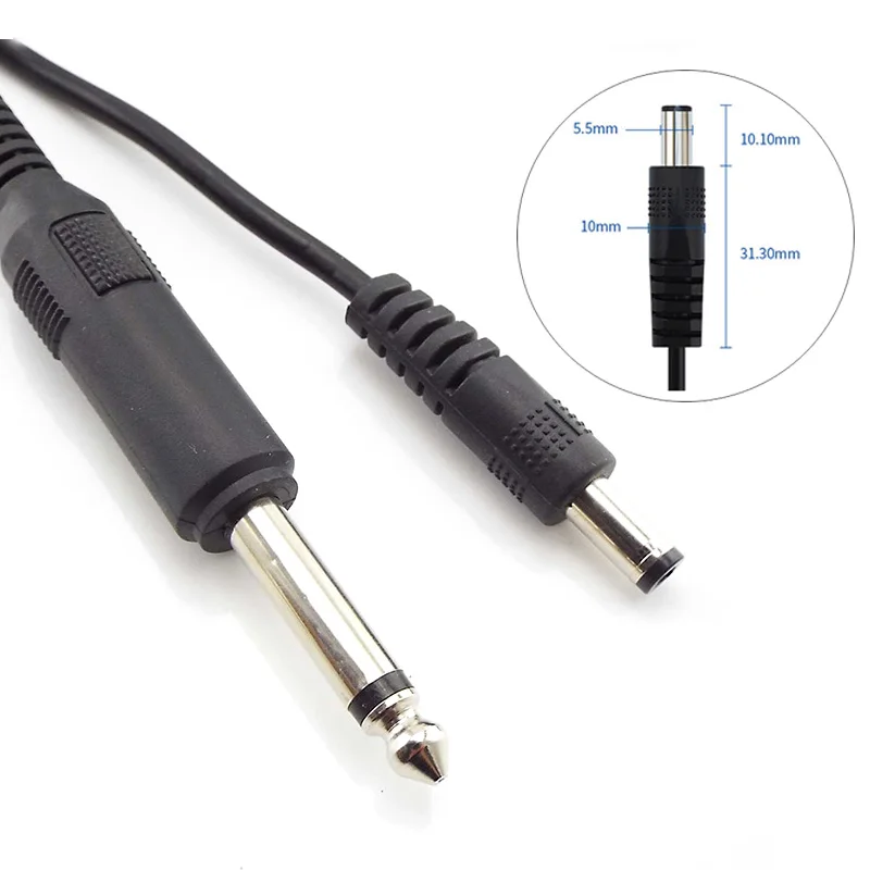 Мек захранващ кабел 6,5 мм до аудиокабелю постоянен ток 6,5 мм, интерфейсен адаптер за постоянен ток за татуировка-на пишеща машина, микрофон, китара аксесоари