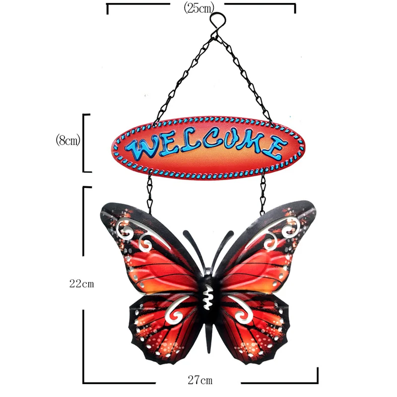 Метална Пеперуда, Добре дошли Знак, Окачен Орнамент Боядисани Пеперуда, монтиран на стената арт Декор за Дома, Градината, Двора MUMR999