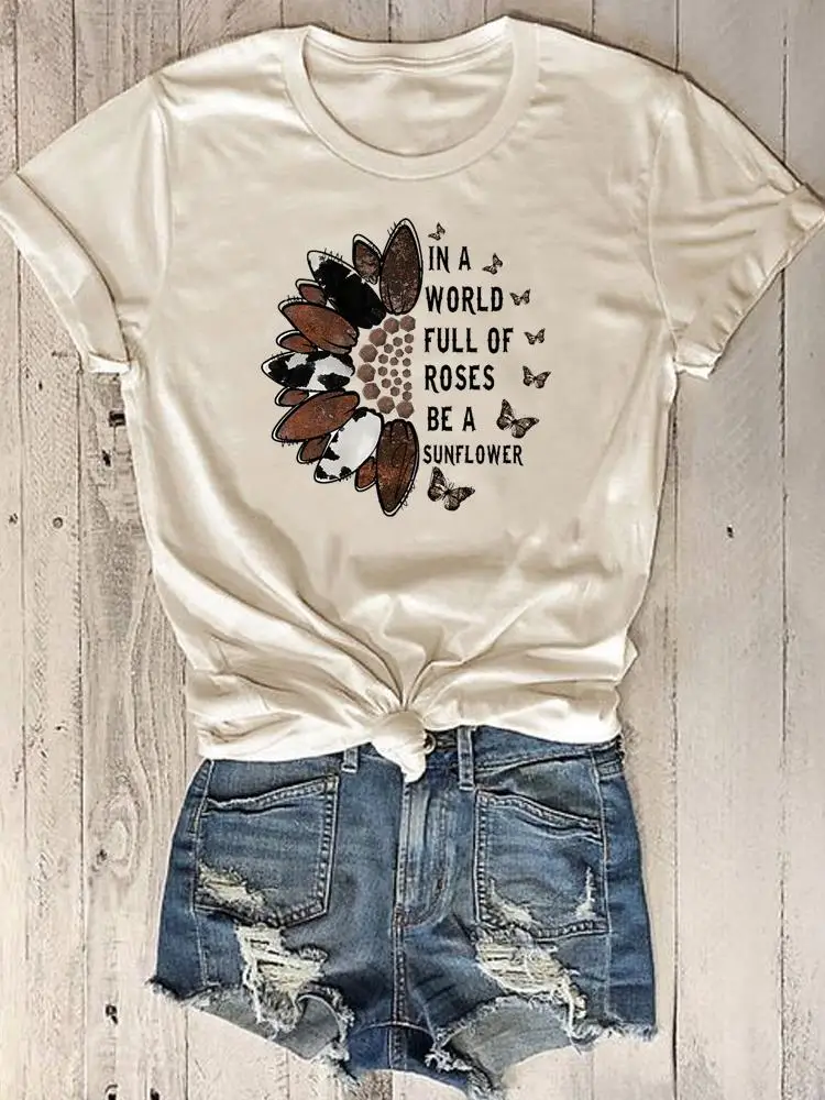 Модерен дамски лятна тениска с къс ръкав и принтом Пеперуди, тренд 90-те години, сладък графики тениски, тениска, пролетно облекло с принтом