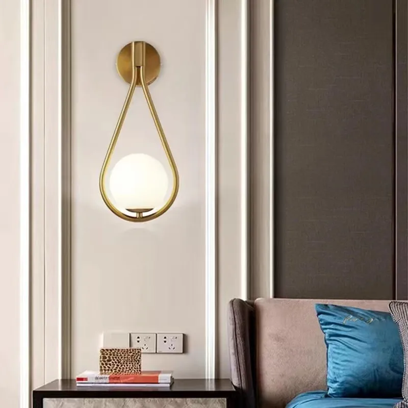 Модерни led осветление стена, метална лампа за дневна, модерен, скандинавски нощни стъклен монтиран на стената лампа, украса спални, осветление