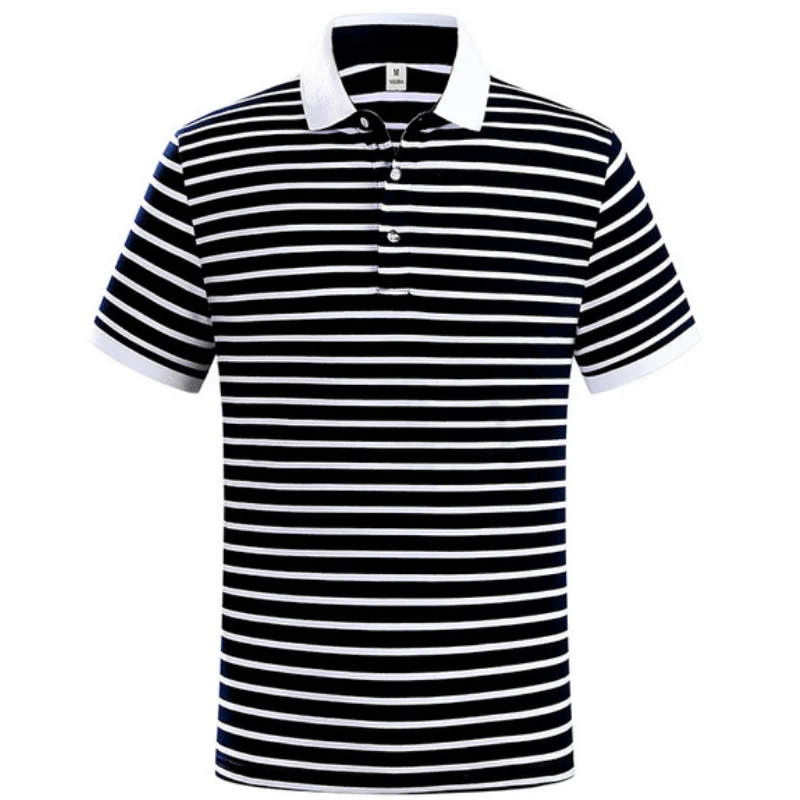 Мъжки Бизнес Ежедневни Тениски, Черно-Бяла Тениска с Къс ръкав 2023, Мъжки Летни Дрехи, Класически Ризи Поло в Райе MY423