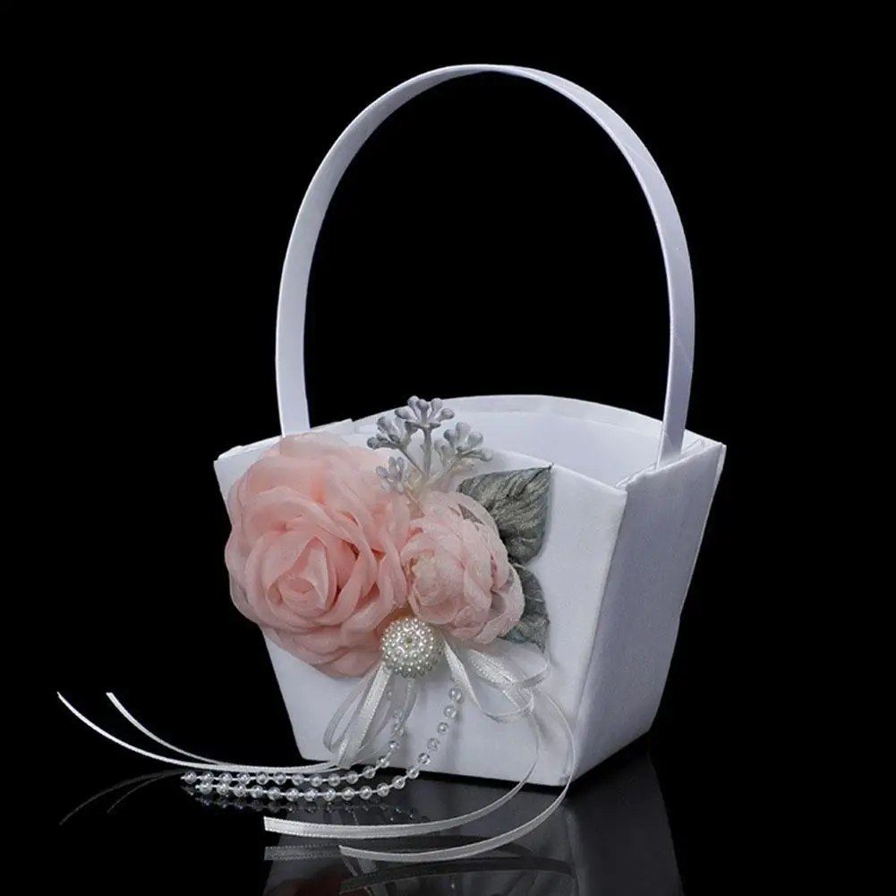 НОВА романтична възглавница за младоженци, възглавница с цветя, перлени ленти, държач за пръстени, Кошница за цветя, сватбени аксесоари