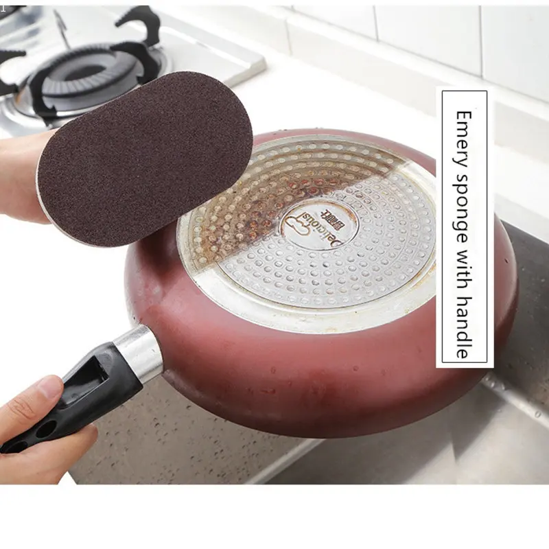 Нано Елмазен пясък, силна дезактивирующая подобно на гъба и четка за почистване на кухненски съдове, четка за миене на съдове за готвене с дръжка, губчатые инструменти за почистване на кухни