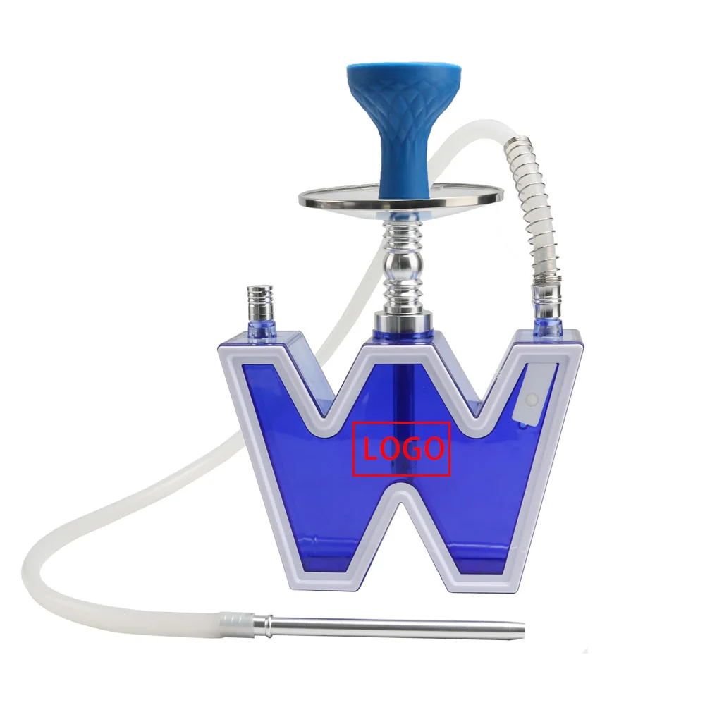 Нов дизайн W letter hookah с една тръба съраунд тип LED light hookah set гореща продажба на сиса