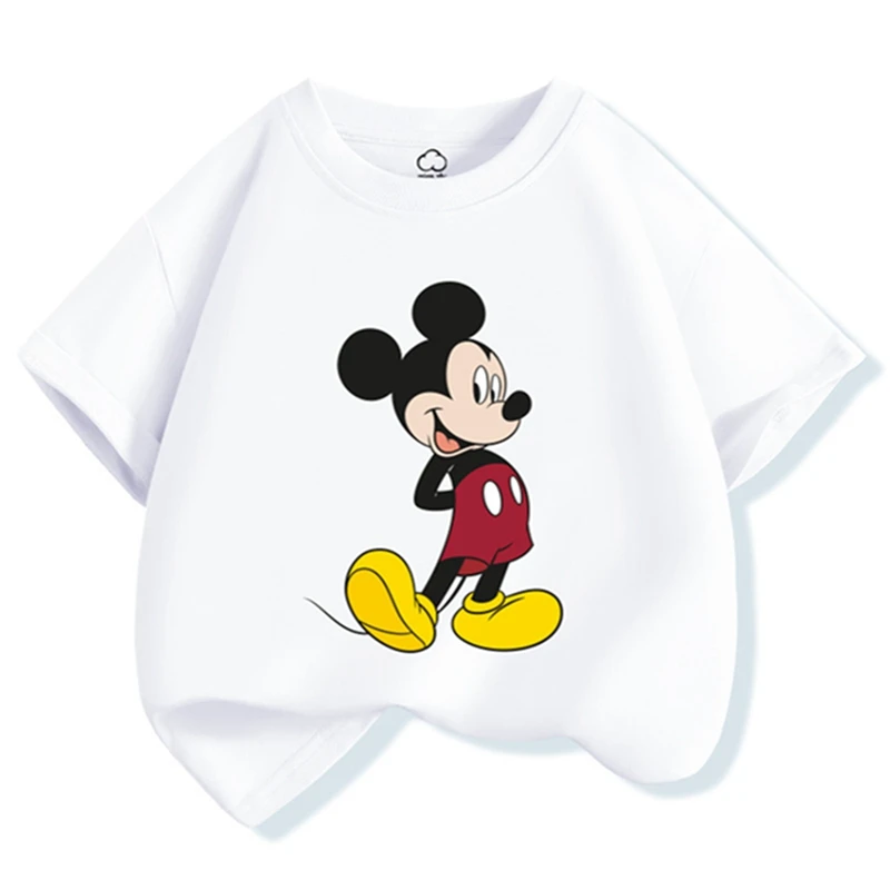 Нова лятна детска тениска, дрехи за момичета с анимационни диснеевским Мики Маус и Мини маус, детски дрехи, ризи с къси ръкави за момчета, потници, тениски за деца