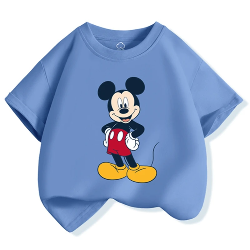 Нова лятна детска тениска, дрехи за момичета с анимационни диснеевским Мики Маус и Мини маус, детски дрехи, ризи с къси ръкави за момчета, потници, тениски за деца