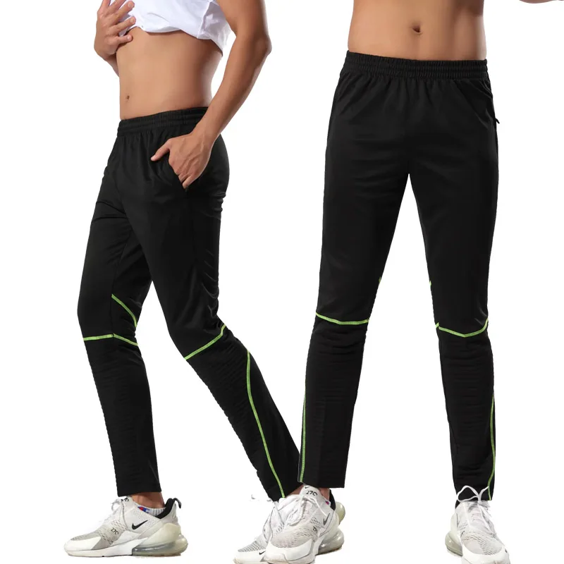 Нови мъжки футболни спортни панталони с джоб с цип, спортни футболни спортни панталони, разтеглив гамаши за бягане, спортни панталони