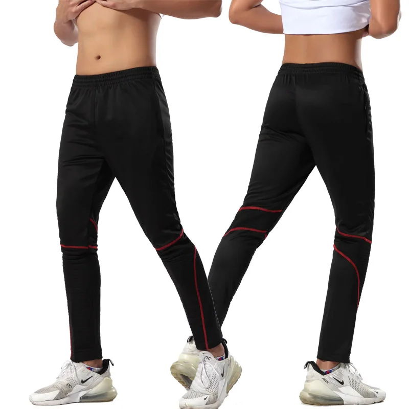 Нови мъжки футболни спортни панталони с джоб с цип, спортни футболни спортни панталони, разтеглив гамаши за бягане, спортни панталони