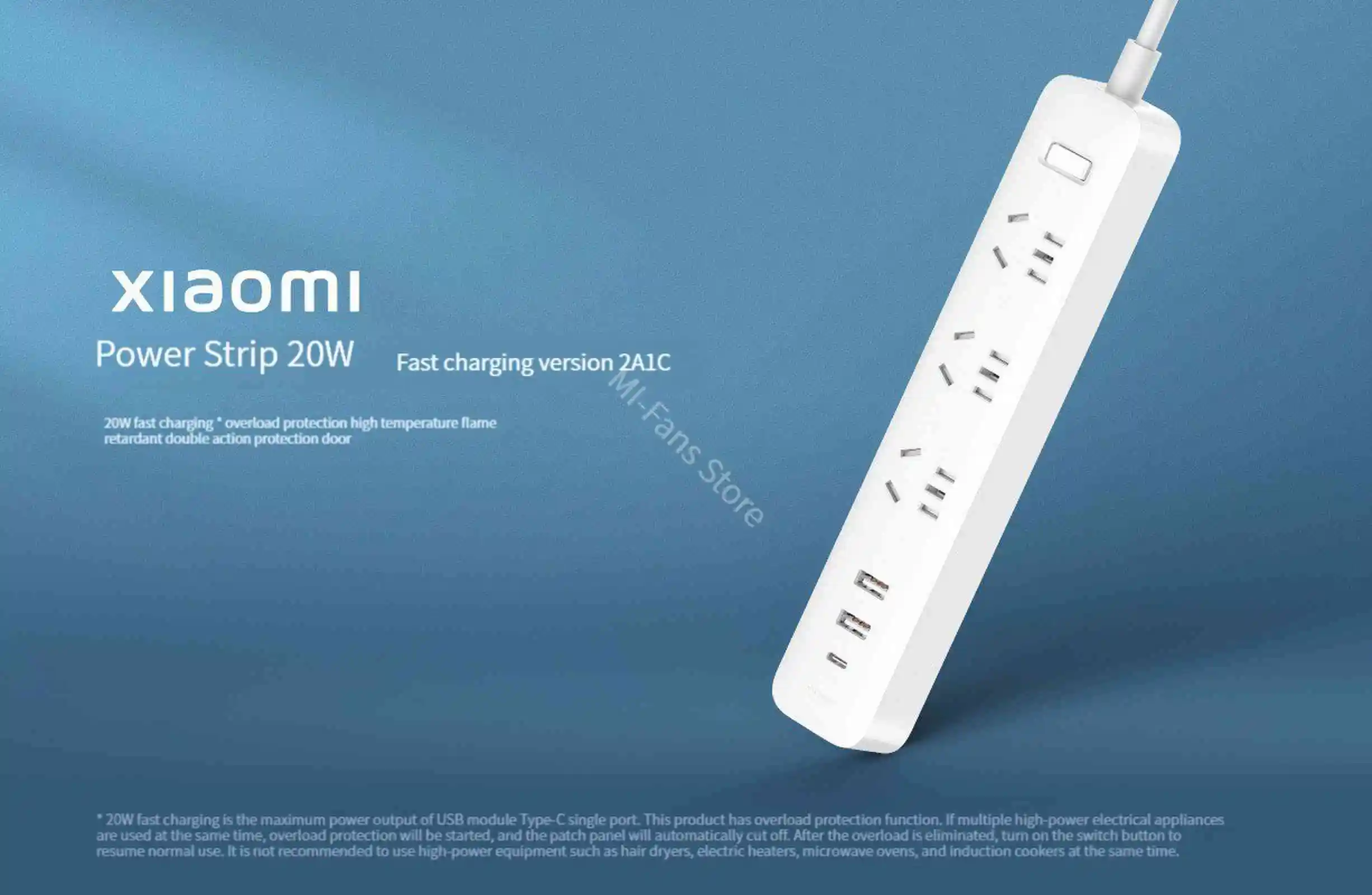 Оригинален захранващ блок Xiaomi Mi Mijia QC3.0 мощност от 20 W за бързо зареждане 2A1C + 3 контакти в Стандартния интерфейс на удължителен кабел 1,8 м