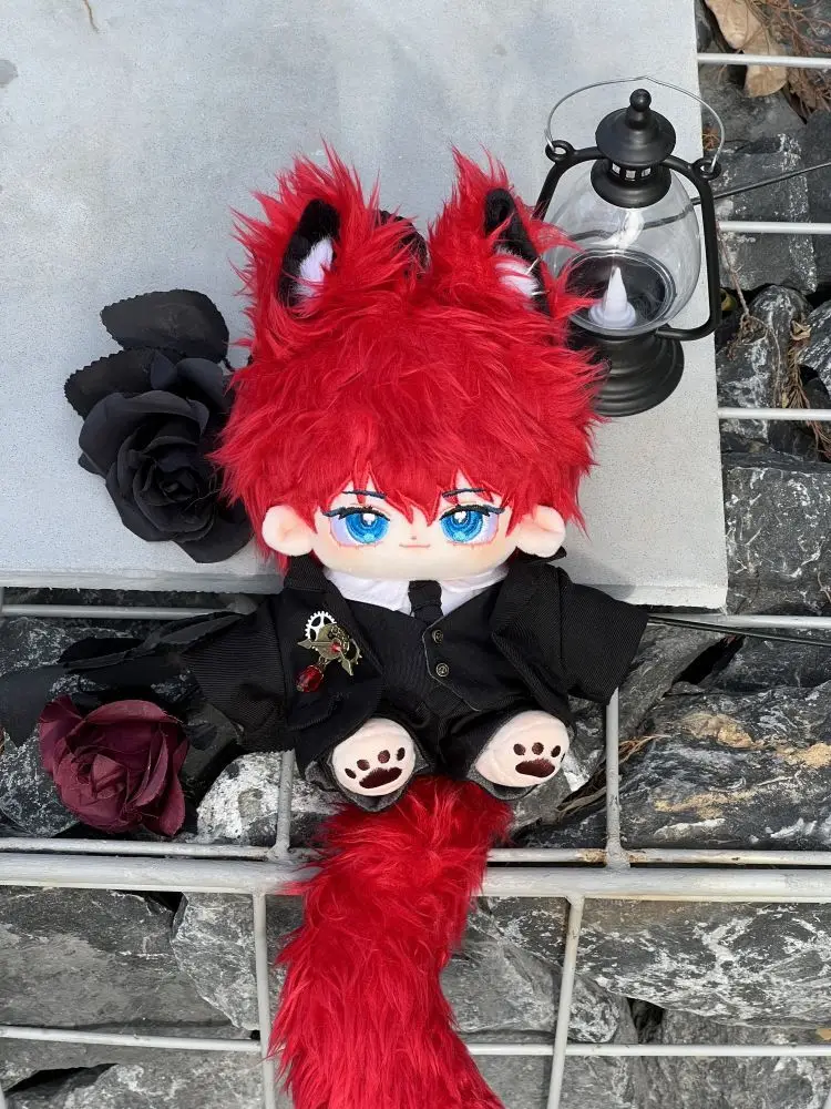 Оригинални Сладки червени ушите на животното 20 см без атрибути, сладък плюшен кукла-скелет Li Gu, тялото с опашката си, плюшено чудовище, подарък за cosplay