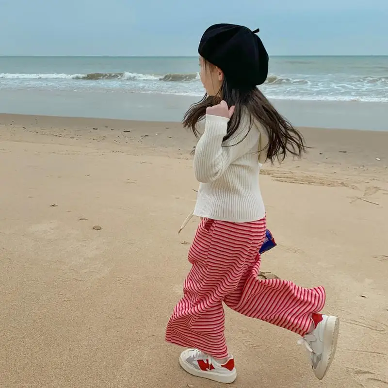 Палта за момичета, пуловери, новост 2023 година, корейската версия на ивици, пролет-есен, нови възли модни детски блузи с качулка, ежедневни универсална дреха