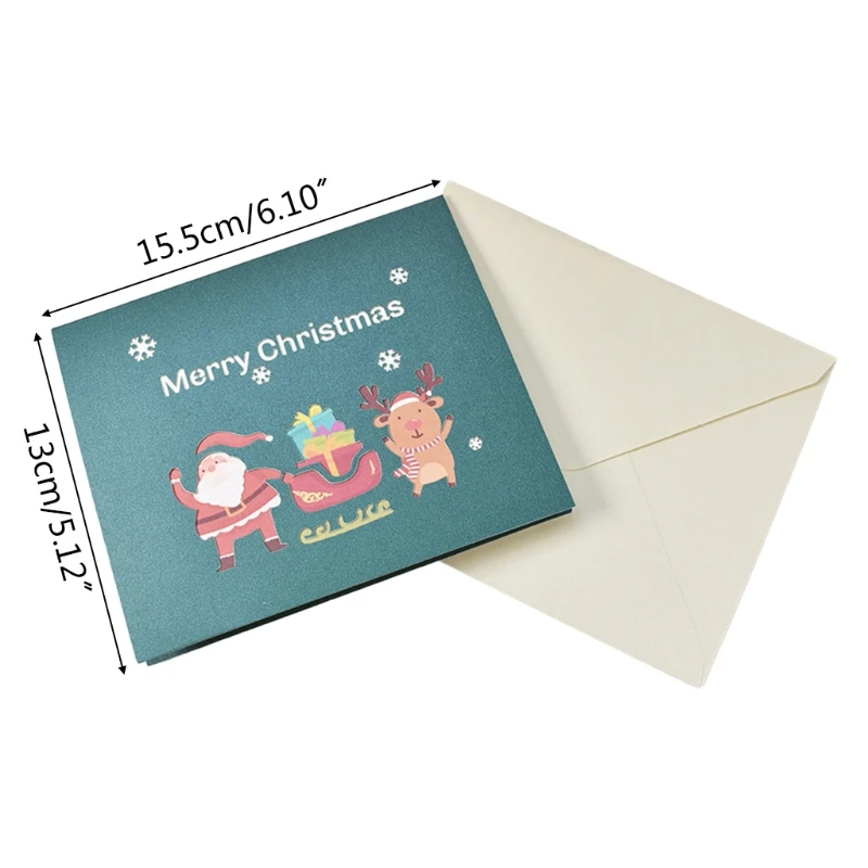 Поздравителна картичка весела Коледа, 3D всплывающая картичка с плик Коледна картичка Дядо Коледа