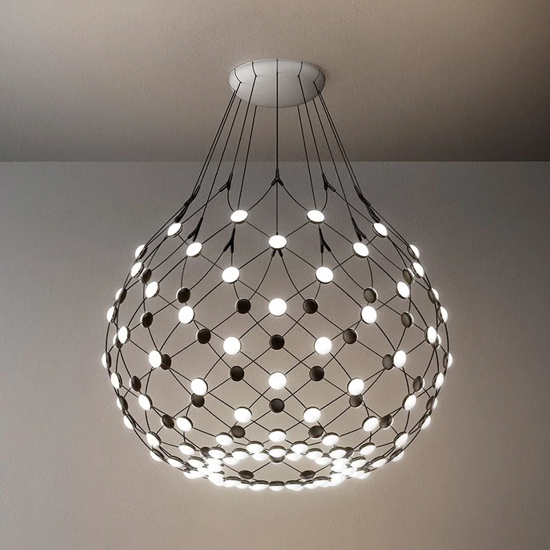 Полилей постмодернистская led подвесная алуминиева голяма мрежа творчески окачен лампа Nordic living room home deco осветителни тела Осветление