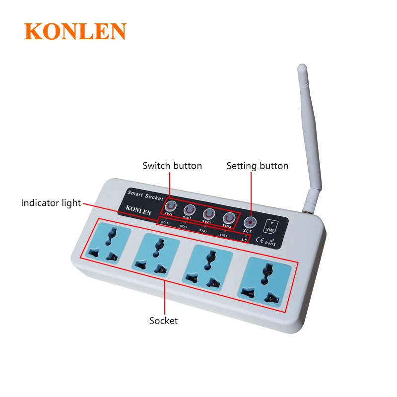 Преминете време в GSM контакт Konlen 16A, Умно дистанционно управление, 4-Канален реле Датчик за температура