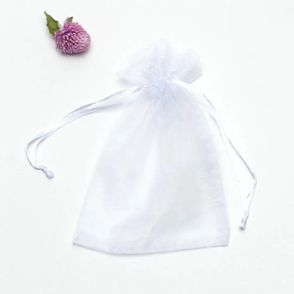 Преносим 5/10 бр. Практичен Бяла торбичка за бижута от органза, удобен достъп, торбичка за бонбони, Компактни аксесоари за партита