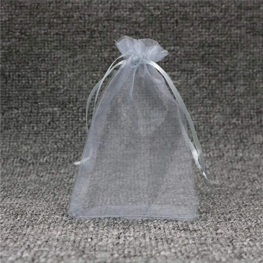Преносим 5/10 бр. Практичен Бяла торбичка за бижута от органза, удобен достъп, торбичка за бонбони, Компактни аксесоари за партита