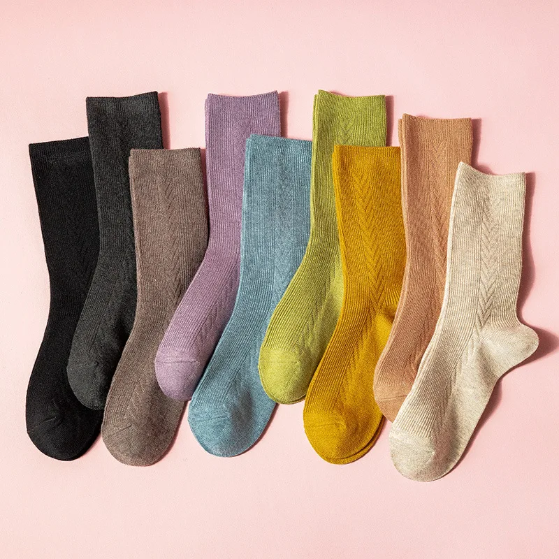 Пролетно-есенни дамски чорапи, Модни Ежедневни Обикновена Прости чорапи-тръбички, кашмир Чорапи, запазването на Топлина И дишащи