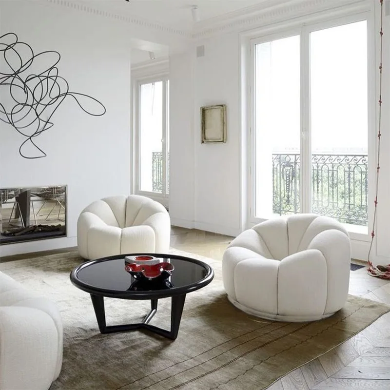 Разтегателен диван, Разтегателен-мебели за хола, Скандинавия, Дизайнерски кръг на пода, творческа ретро-стол, диван-кама