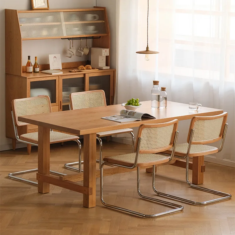 Ретро Ретро ротанговый стол ръчно изработени, обикновен дървен стол за хранене, маса за Хранене и столове, домашен стол за хранене, стол-трон