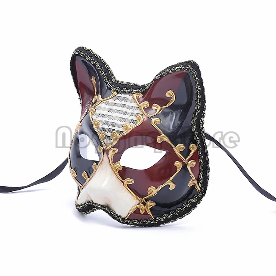Ретро Хубава музика в стил котешки уши, Италия, Венециански театър, забавна маска на половината от лицето на Хелоуин, на карнавалните вечер, подпори за костюмированной партита