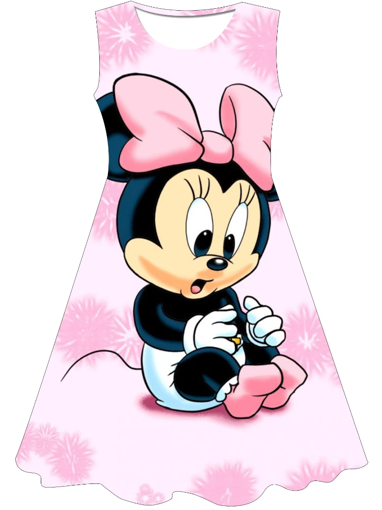 Рокля Disney с Мини Маус, за момиченца, сладък костюм за парти по случай рожден ден, детско рокля с 3D принтиране, красива рокля за всеки ден, за момичета-80 см-180 см
