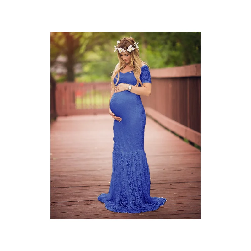 Рокля за бременни с V-образно деколте и дълги ръкави, завързана обещаващ монтиране пуловер, Елегантни дълги рокли за бременни, за фотосесия