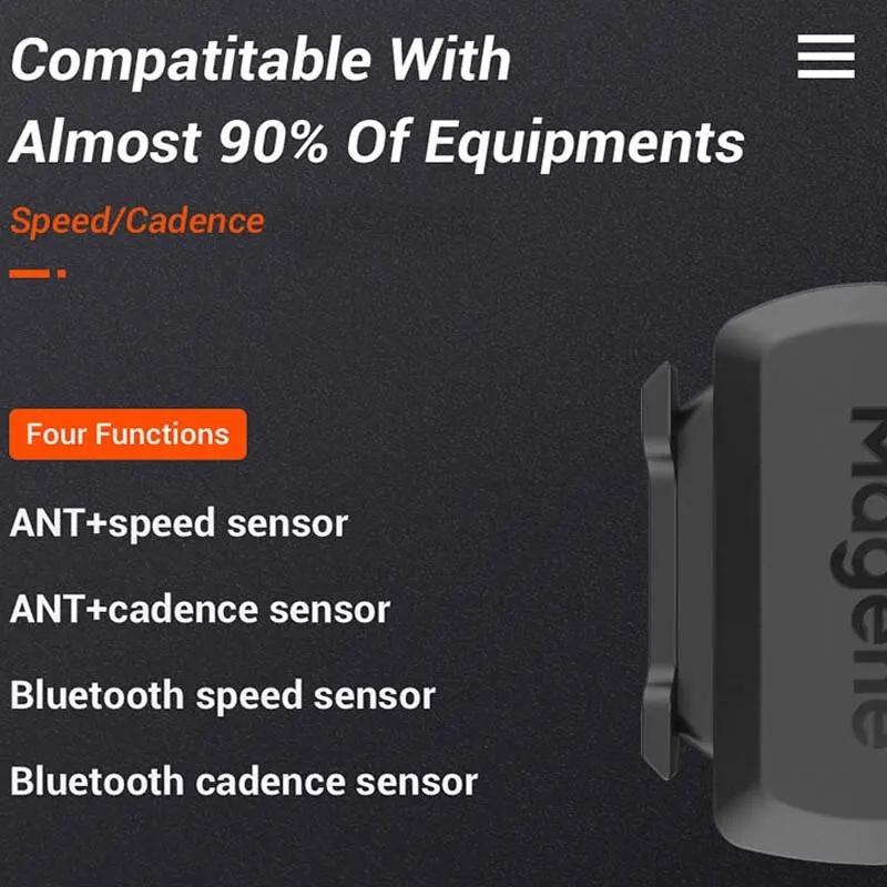 Сензор за честотата на въртене Magene Speed S3 ANT Bluetooth GPS за измерване на скоростта велосипеден компютър, съвместим с Garmin Bryton Wireless