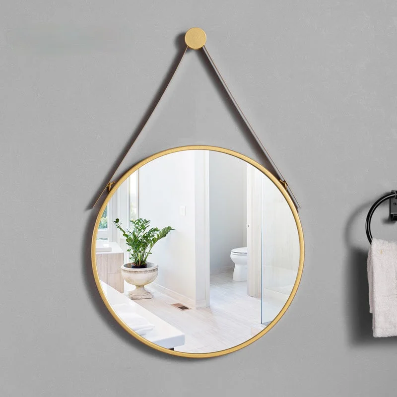 Скандинавски тоалетен огледало стенно декоративно огледало за баня, Просто модерно огледало за баня, Голямо кръгло огледало за гримиране в банята