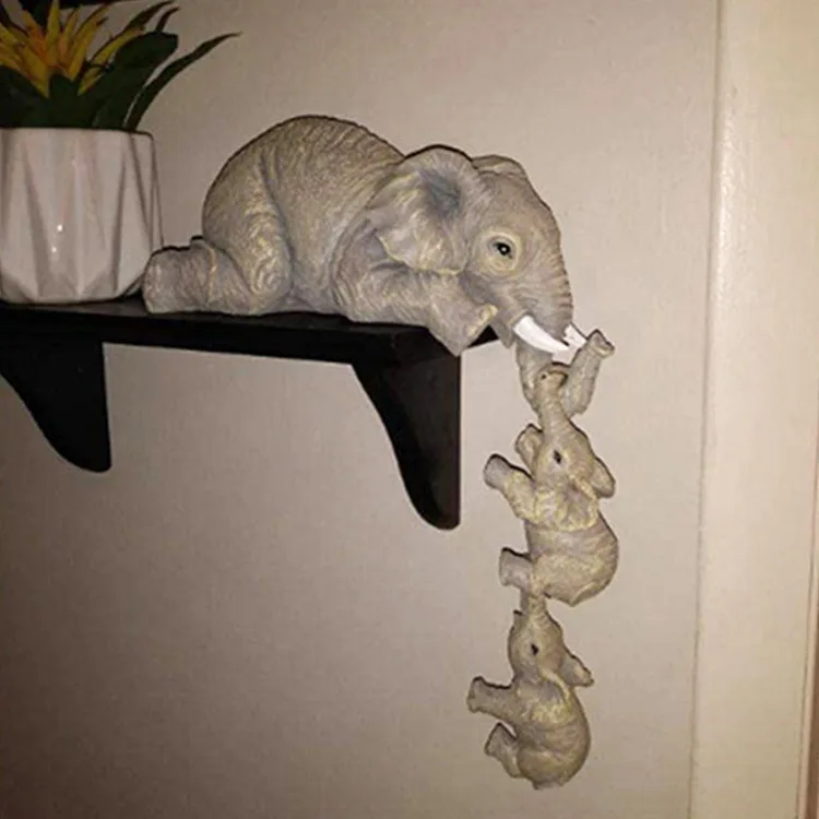 Слон държи бебето Занаяти, изработени от смола Скъпа статуя на слон, Подарък за дома, Декорация За Дома