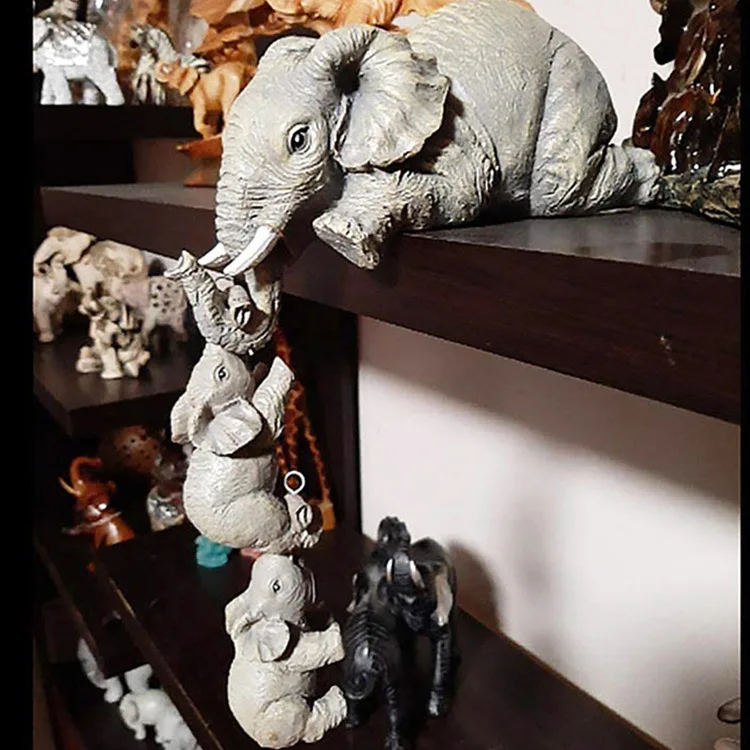 Слон държи бебето Занаяти, изработени от смола Скъпа статуя на слон, Подарък за дома, Декорация За Дома